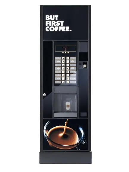 Distributeur automatique de boissons chaudes : café, chocolat et thé en gobelet