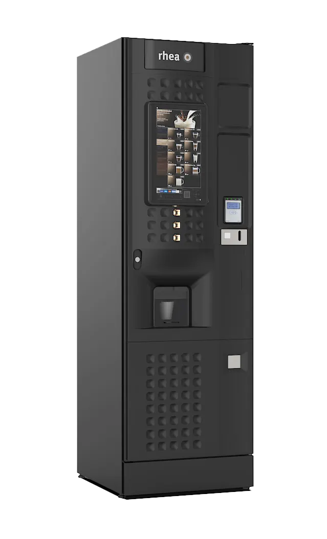 Machine à café Rhea Caffe Europa Touch, noire, avec son écran tactile 15 pouces