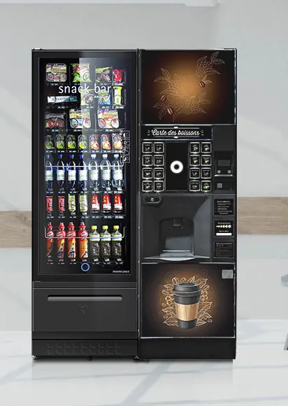 Distributeur de snacks LZ Side associé à une machine à café Rhea