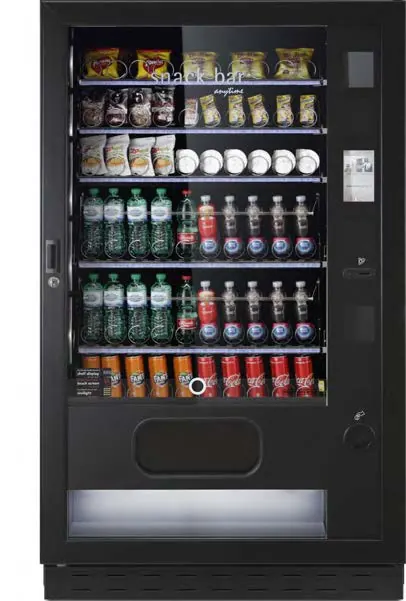 Distributeur Snack SAPHIRH avec sa vitrine LED remplie de snacks et de boissons fraîches